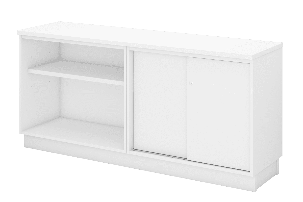 Open Shelf + Sliding Door Low Cabinet Q-YOS7160 - Inspire Office